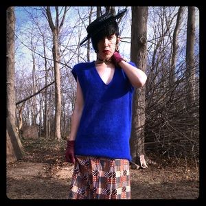 vintage sleeveless sweater royal blue